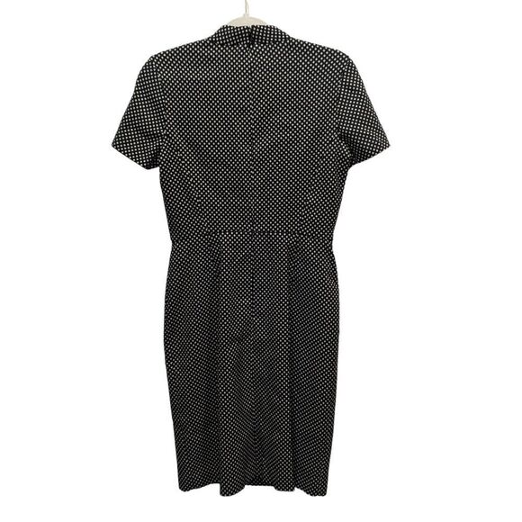 J. Crew Black White & Gold Polka Dot Short Sleeve Mock Neck Jacquard Dress, 2 - Picture 5 of 9